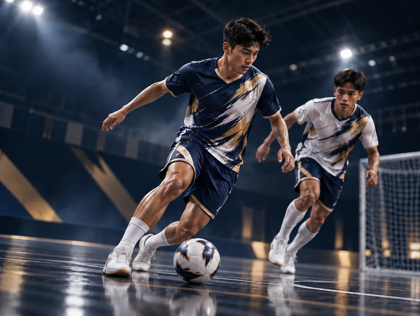 Tim sepak bola berkumpul mengenakan jersey custom